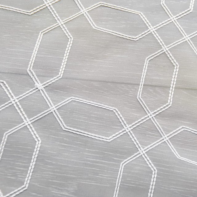 Shiyou-art de Fenêtre Brodé Tridimensionnel Heptagone Rideaux Transparents 54 Pouces Longueur 52 Pouces Largeur 2 Panneaux Rideau Transparent Poche de Tringle Basique pour Chambre Salon Chambre d'Enfants