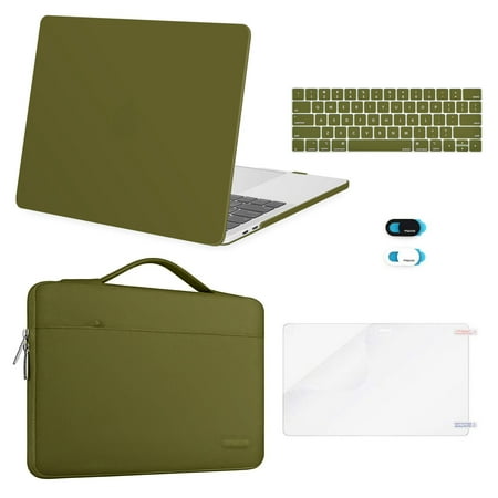 Mosiso 5 in 1 New MacBook Pro 13 inch Case 2016-2020 Release A2338 M1 A2289 A2251 A2159 A1989 A1706 A1708, Hard Shell Case&Sleeve Bag for Apple MacBook Pro 13'' with/without Touch Bar, Capulet Olive