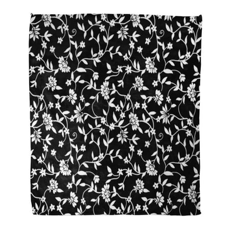 Classic Slipcovers Pillow - KDAGR Throw Blanket 58x80 Inches Liberty Tiny Flowers Black and White Floral Ditsy Girlie Classic Botany Bouquet Warm Flannel Soft Blanket for Couch Sofa Bed