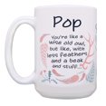 thumbnail image 2 of ThisWear Best Pop Ever Gifts Pop Like Wise Old Owl Less Feathers Beak and Stuff 2 Pack Ceramic 15oz Coffee Mug Set, 2 of 4