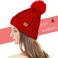 thumbnail image 4 of REDESS Women Winter Pompom Beanie Hat with Warm Fleece Lined, Thick Slouchy Knit Skull Ski Cap-Red, 4 of 6