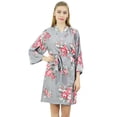 thumbnail image 1 of Bimba Women's Floral Printed 3/ Sleeve Gray Bridesmaid Robe Coverup Wedding-16, 1 of 5
