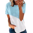 thumbnail image 2 of Camiseta de mujer Color Block Manga corta Top Blusa de cuello redondo, Azul, L Scienceny AP002555-43, 2 of 7