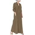 thumbnail image 2 of Meichang Button Down Shirt Dress for Women Maxi Dress Solid Loose Fit Long Sleeve Collar Long Dresses with Pocket Swing Work Dresses, 2 of 9
