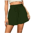 thumbnail image 1 of ameIAEA Shorts with Pockets for Women Summer Beach Drawstring Shorts Elastic Wiast Wide Leg Shorts, 1 of 4