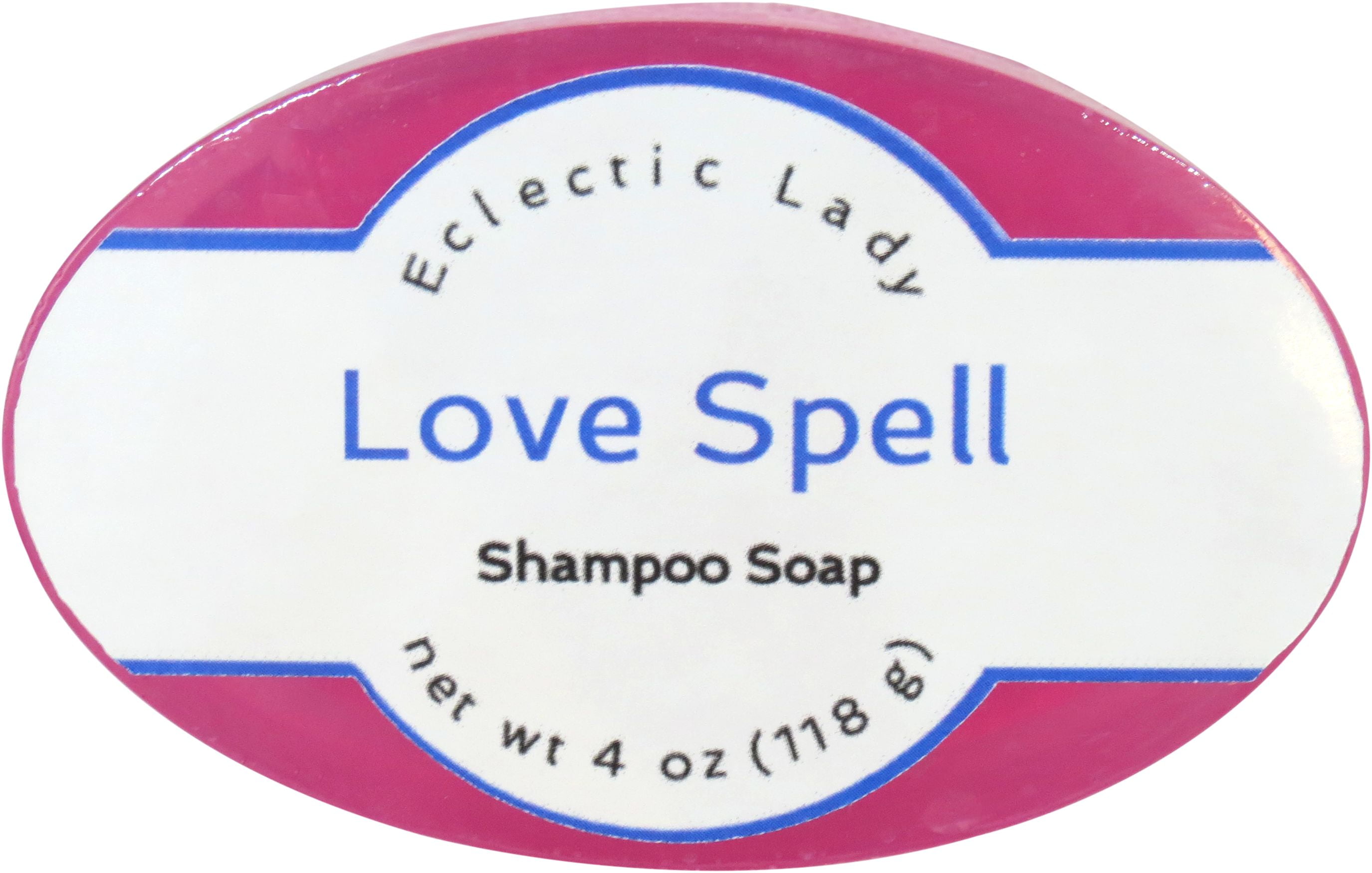 Love Spell Shampoo Soap Bar By Eclectic Lady with Pure Argan Oil, Silk Protein, Honey Protein and Extracts of Calendula Flower, Aloe, Carrageenan, Sunflower - 4 oz Bar