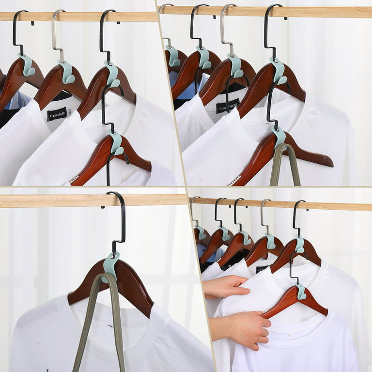 60 PCS Clothes Hanger Connector Hooks, Exhale Spring Hanger Clips,  Space-Saving Clothes Hanger Connector Hooks, Connecting Buckle Hooks for  Hangers