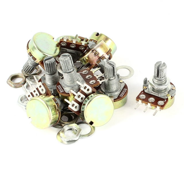Unique Bargains 10 Pcs B500 500 Ohm 3 Terminals Single Linear Rotary Taper Potentiometer