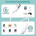 thumbnail image 3 of Typpkmm USB a to USB C Cable with 2-Pack, 60W Fast Charging Type C 6.6FT, White USB a to C, 3 of 5