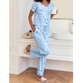 thumbnail image 2 of Conjunto de pijama Ekouaer, top de manga corta y pantalones largos, azul XL, 2 of 6