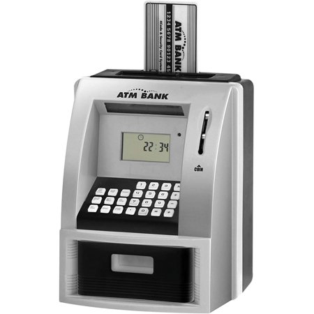 Toy Talking ATM Bank ATM Machine Savings Bank for Kids –Works like a Real one- Deposit, Withdraw, Debit Card, Saving Target, Timer and Clock