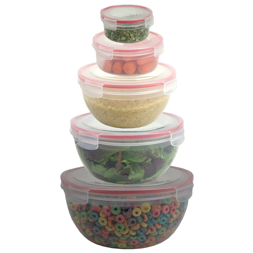 Home Basics 10 Piece Locking Round Plastic Food Storage Containers with