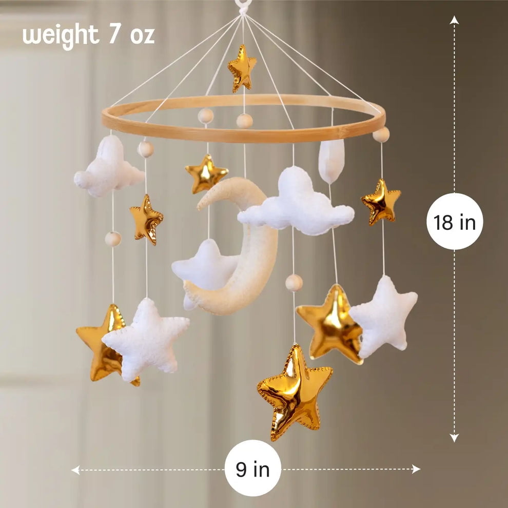 TINITIGIES Starry Night Mobile for Crib – Star and Moon Sky Theme Nursery Decor – Ideal Gift for Baby Nursery
