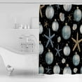 thumbnail image 4 of Blue Coastal Christmas Shower Curtains for Bathroom Waterproof Fabric Bath Curtains Decor Bath Tub Curtain Xmas Balls Starfish Black Decorative Shower Curtain Sets with 12 Hooks, 72x72 Inch, 4 of 6