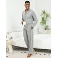 thumbnail image 5 of Men's Cotton Pajama Set-Breathable Jersey Long Sleeve,Soft Button-Down Relaxed Fit with Side Pockets Home Comfort(S-XXL,Grey), 5 of 10