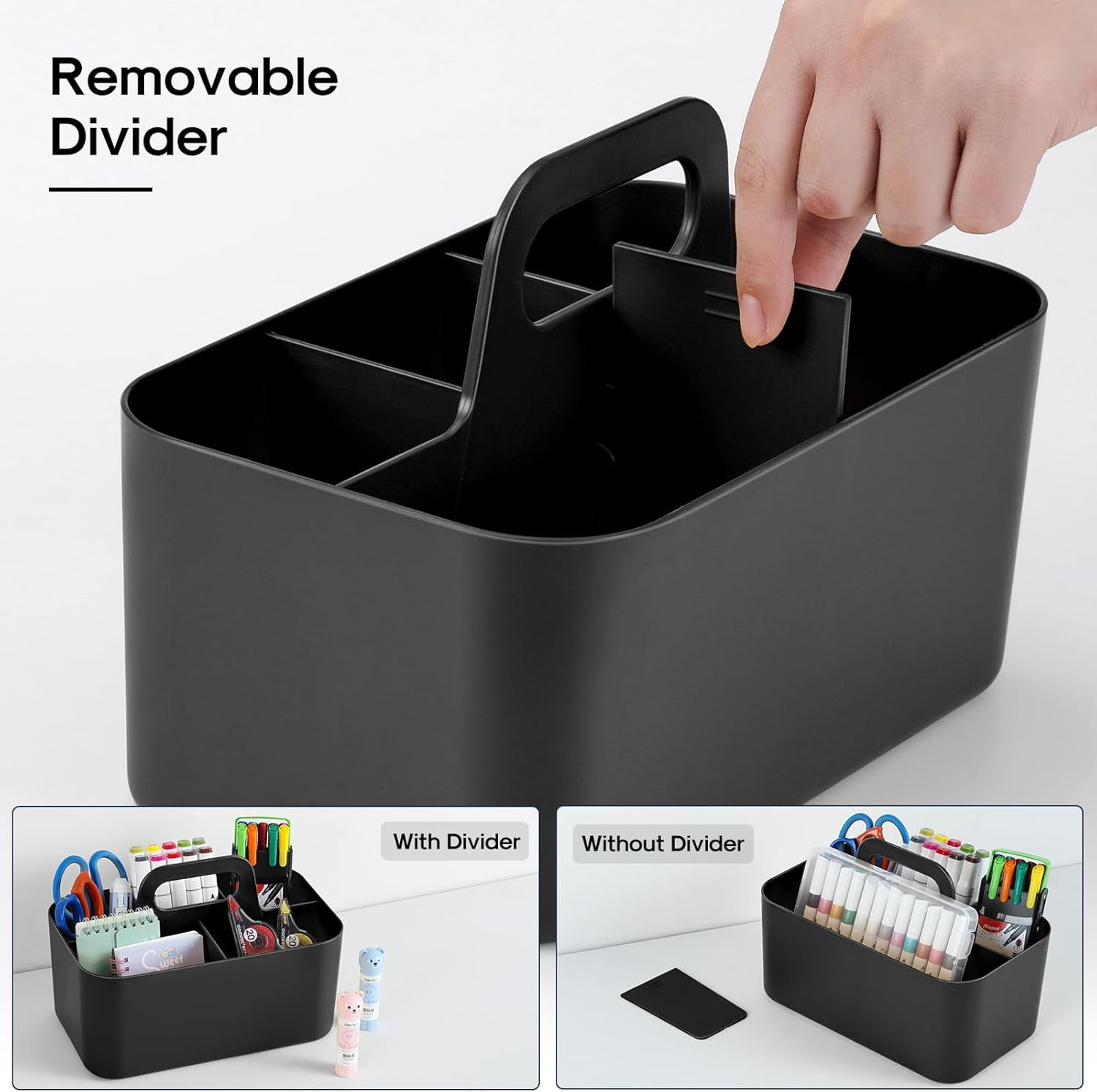 Ahot Multiuse Caddy Organizer with Handle - Stackable Plastic Tote Bin - Art Craft Supplies, Office, Desk, Stationery Pen Holder, Kitchen, Utensil, Makeup, Bathroom, Shower, Cleaning, Dorm Organizer