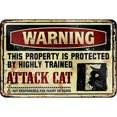 thumbnail image 1 of Placa Metal Vintage Advertencia Gato Pintura Hierro Rectangular Artística Pared 30x20cm, 1 of 9