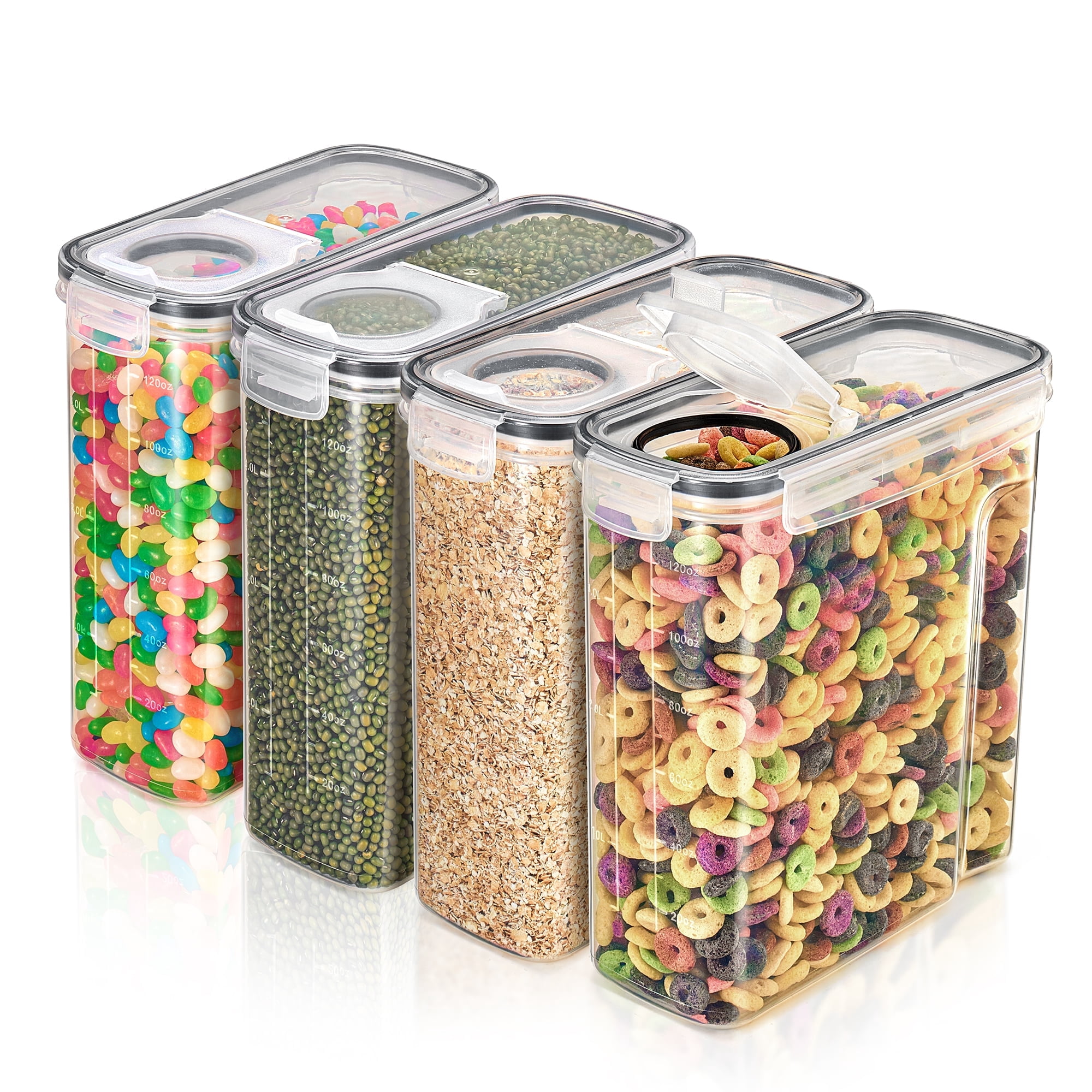 Sorbus Airtight Food Storage Dispensers (4L/16.9 Cups) for Beans, Pasta, Cereals, and More- Set of 4