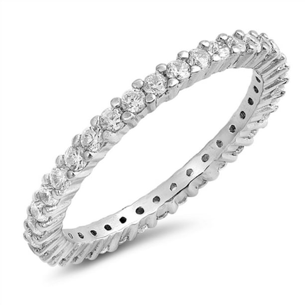 All in Stock Clear Cubic Zirconia Stackable Eternity Ring Sterling Silver Size 10 Walmart