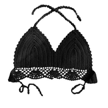 kpoplk Swimsuit Women Tummy Control Bikini Set for Women Two Piece Swimsuit Halter Backless V Neck Wrap Mid Waisted Bottom(Black L)