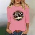 thumbnail image 2 of Women's Summer Tees Crew Neck 3/4 Length Sleeve Print Pullover Tops Vintage Casual 1976 Graphic T Shirts (XL, Pink), 2 of 4
