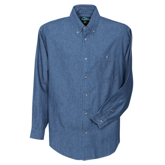Tri-Mountain Pioneer 829 denim long sleeve shirt, 4X-Large, Light Indigo