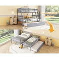 thumbnail image 5 of Bellemave Bunk Bed with Trundle, Twin Over Full Wood Bunk Bed with Twin Size Trundle, Rubber Wood Bunk Bed Frame with Guardrail and Ladder Convertible 3 Bed in 1 Bunk Bed, Gray, 5 of 10