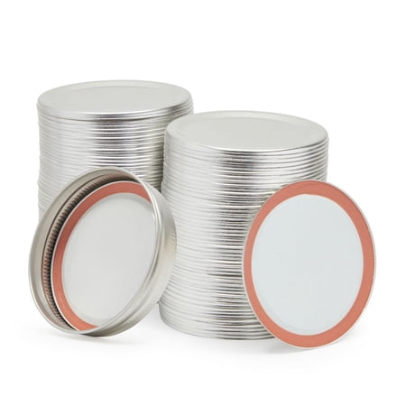 Set of 72 Silver Canning Jar Lids and Rings for Mason Jars and Kitchen Accessories, Regular Mouth, 2.7 in.