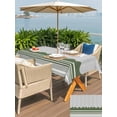 thumbnail image 5 of Outdoor Tablecloth with Umbrella Hole for Patio/Picnic/Party/Camping, Dark Green Striped Waterproof Table Cloth Rectangle Table Cover Washable, Abstract Modern Geometric Stripes (60"x 102"), 5 of 8