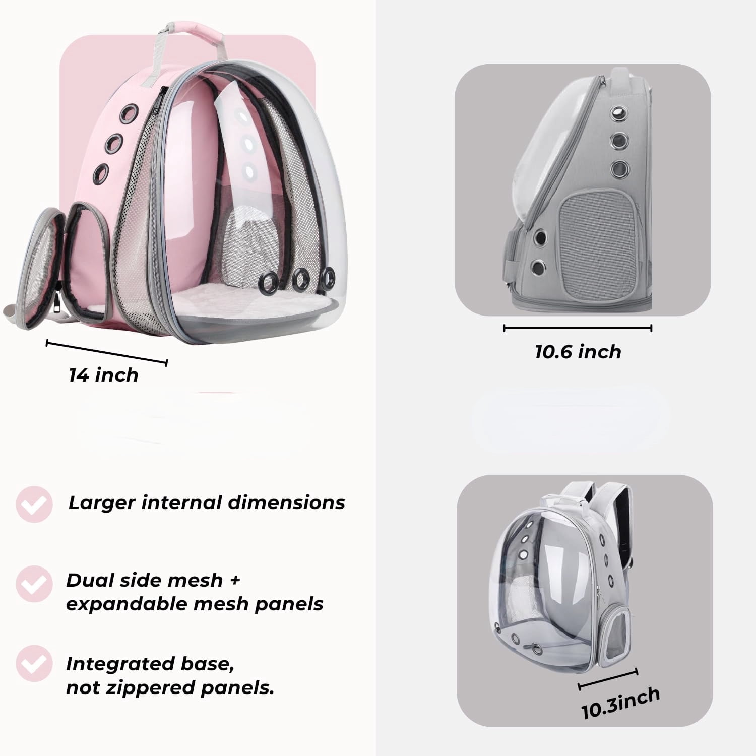 Lollimeow Cat Carrier Backpack with Panoramic Bubble Window, Supports 16 lbs Pets