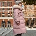 thumbnail image 5 of NAISIBABY Girls Winter Parka, Zip Up Fuzzy Hooded Over Knee Length Windproof Thermal Puffer Snow Coat Pink 10T, 5 of 7