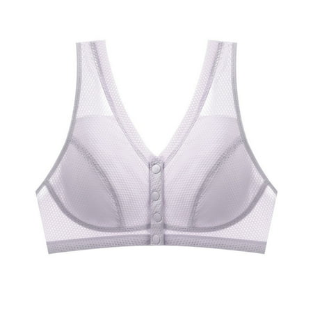 Yyeselk Front Close Bra for Women Plus Size No Underwire Breathable Seamless Bralettes Sexy Push Up Comfort Full Coverage Wireless Bra Underwear Purple M