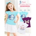 thumbnail image 2 of HILEELANG Toddler Girls 3-Pack Cotton Graphic T-Shirts, Ruffle Puff Short Sleeve Crewneck Tees, Butterfly Graphic Mix, Size 2T, 2 of 8