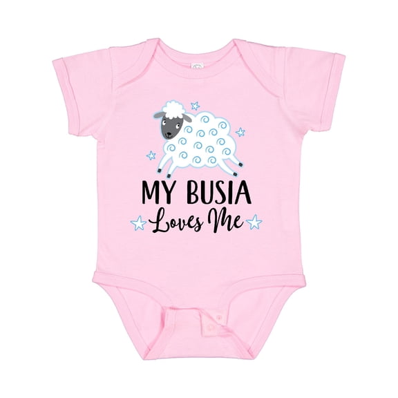 Inktastic My Busia Loves Me Baby Lamb Boys or Girls Baby Bodysuit