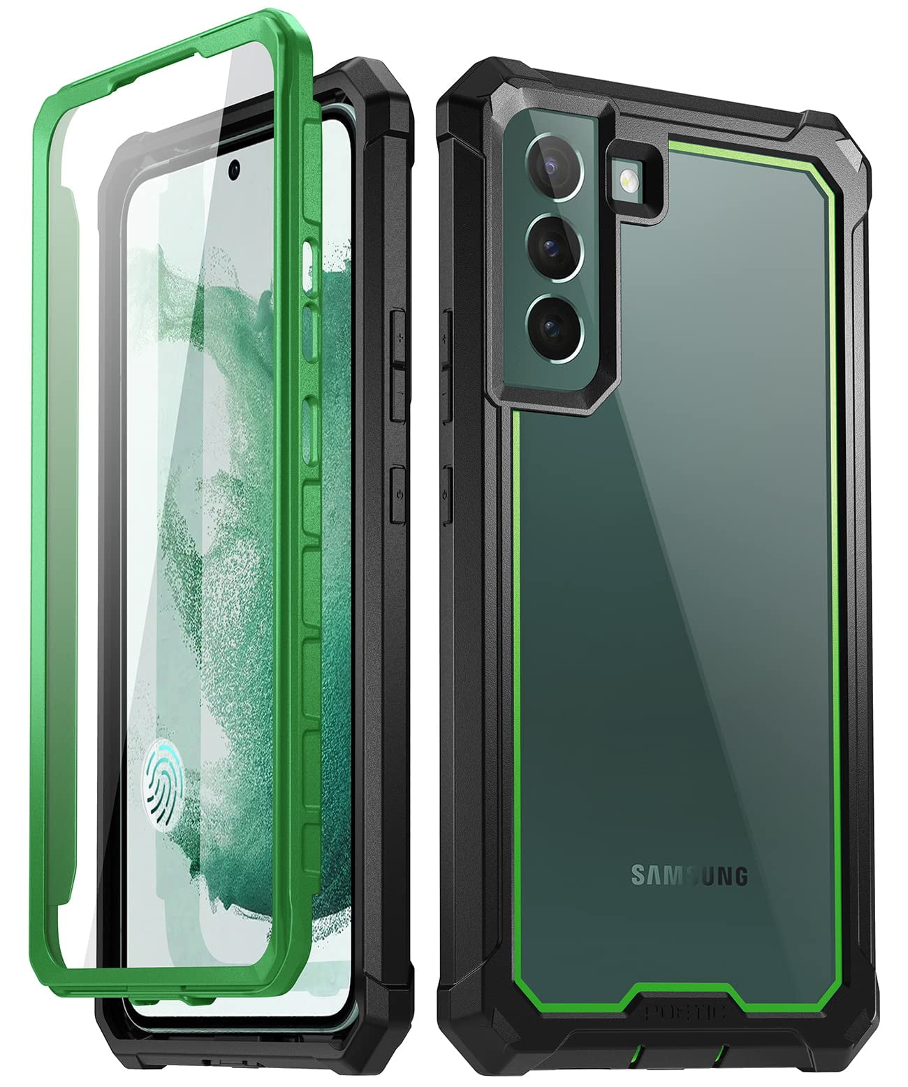 Poetic Guardian Case Designed for Google Pixel 6 5G Green/Clear Built-in Screen Protector Work with Fingerprint ID Full Body Hybrid Shockproof Bumper Cover Case