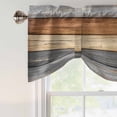thumbnail image 4 of Farmhouse Haze Blue Brown Tie Up Valance Curtains for Windows, Kitchen Curtains Window Treatments, Vintage Wooden Striped Short Window Shades Valances for Bedroom Bathroom Cafe 54"x18", 4 of 8