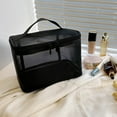 thumbnail image 3 of Mesh Cosmetic Bag under $5! Xqxayjr Mesh Cosmetic Bag, Black Travel Toiletry Organizer, Zippered Makeup Bag, Daily Use Cosmetic Case, Portable Storage Bag, Makeup Accessories Holder, 3 of 9