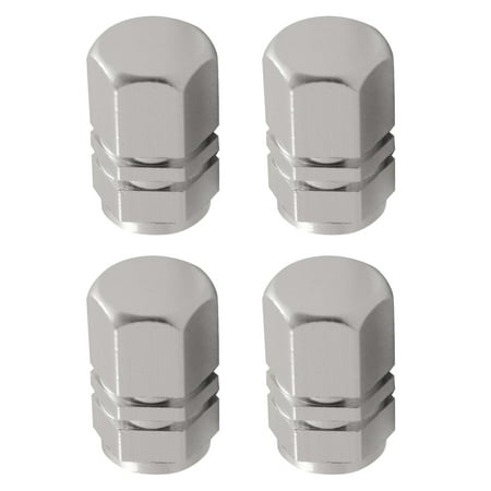Tire Valve Stem Caps, Decorative Silver Anodized Tire Valve Caps Aluminum Set (Sold by Case, Pack of 6)