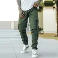 thumbnail image 3 of Pantalones Cargo Rectos para Hombre Talla Grande Multibolsillos Multibolsillos Pantalones de Moda para Hombre Pantalones de Ajuste Regular Algodón Calle Holgados Largos, 3 of 5