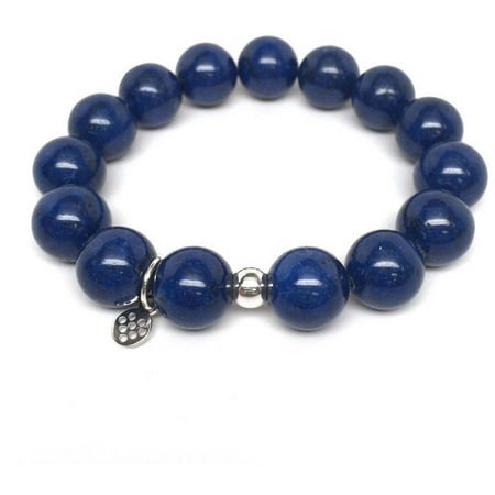 Julieta Jewelry Blue Jade Classic Stone Sterling Silver Stretch Bracelet