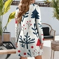 thumbnail image 4 of WTOBBY Women's Holiday Printed Dress Loose V-Neck Long Sleeve Casual Christmas Party Wear with Festive Theme Pattern for Seasonal Occasions,White L, 4 of 6