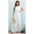 thumbnail image 4 of Vestido Maxi de Verano para Mujer, Informal, Holgado, con Abertura, Sin Arrugas, con Cuello Redondo y Bolsillos, Color , Talla S, 4 of 9