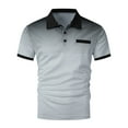 thumbnail image 5 of Penkiiy T-Shirts à Pois Dégradés pour Hommes Col Rabattu Bouton Sport Manches Courtes Col Rabattu Mode Décontractée 2TG Gris, 5 of 5