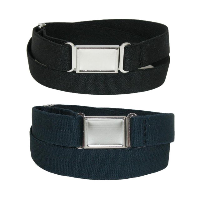 CTM® Ceinture Élastique avec Boucle Plate Magnétique Invisible (Lot de 2 Couleurs) (pour Femmes