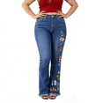 thumbnail image 2 of QERINTE Womens Plus Size bootcut Jeans High Waisted Stretchy Jeans Curvy Embroidered, 2 of 7