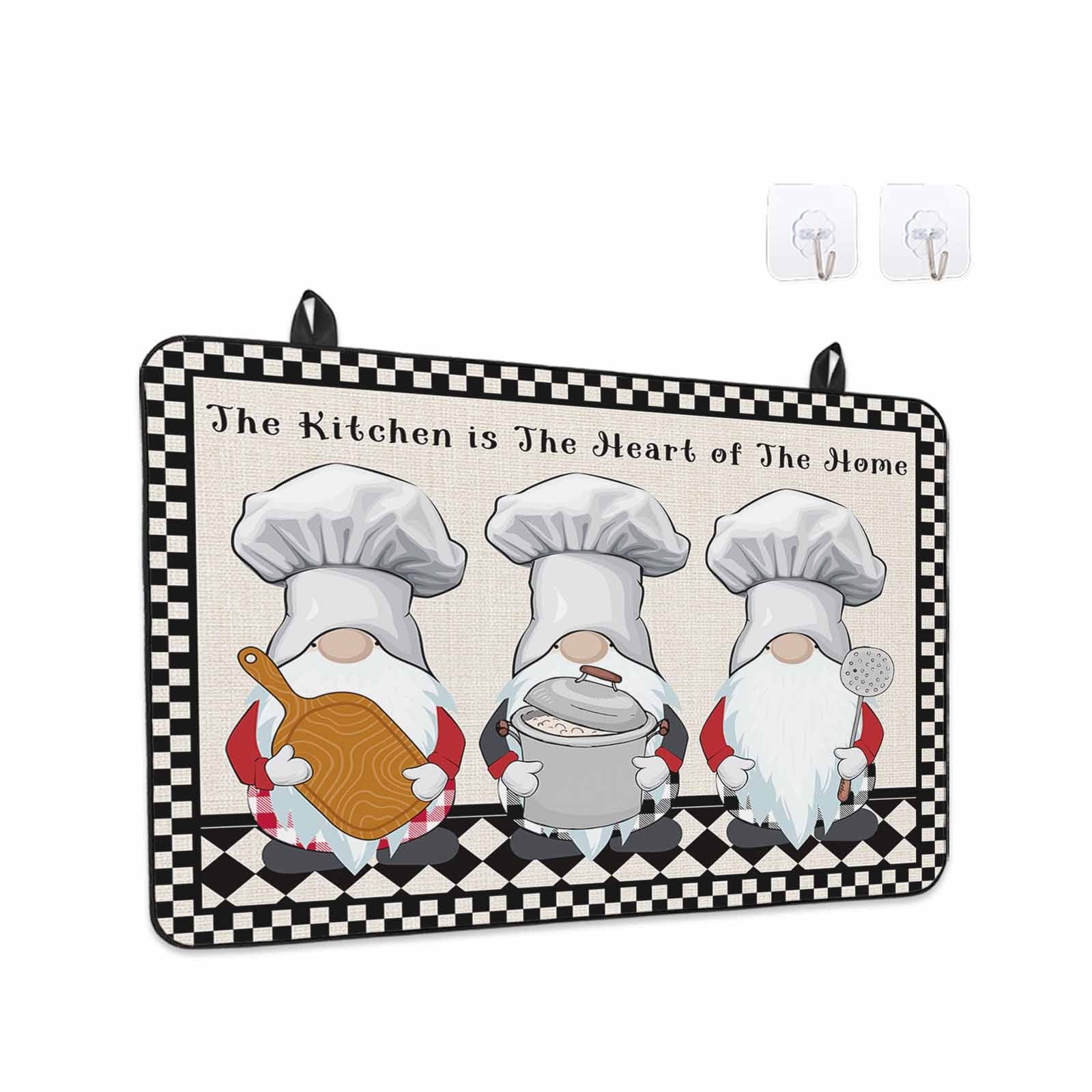 Beige Chef Gourmet Stove Top Cover for Electric Stove, Heat-proof & Non Slip Glass Top Stove Cover Protector, Black White Plaid Kitchen Cook Kitchen Flat Cooktop Rubber Mat 24x21 Inches