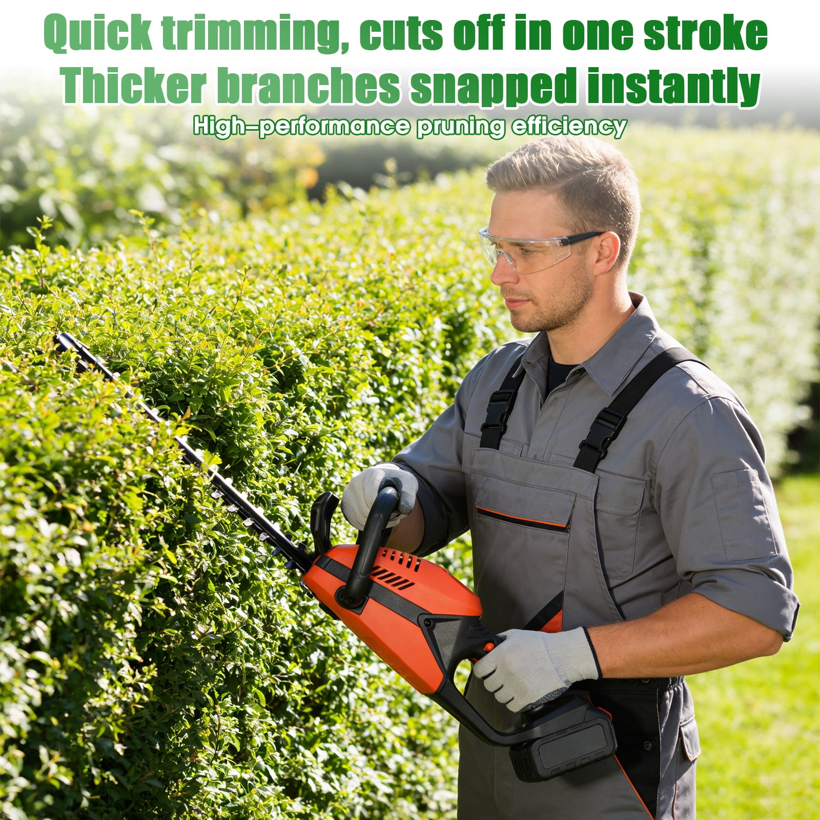 KingFurt 21V Cordless Hedge Trimmer, 20“ Bush Trimmer, Handheld Hedge Cutter,Battery and Charger Included