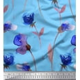 thumbnail image 1 of Soimoi Blue Cotton Cambric Fabric Leaves,Purple & Blue Floral Decor Fabric Printed BTY 56 Inch Wide, 1 of 1