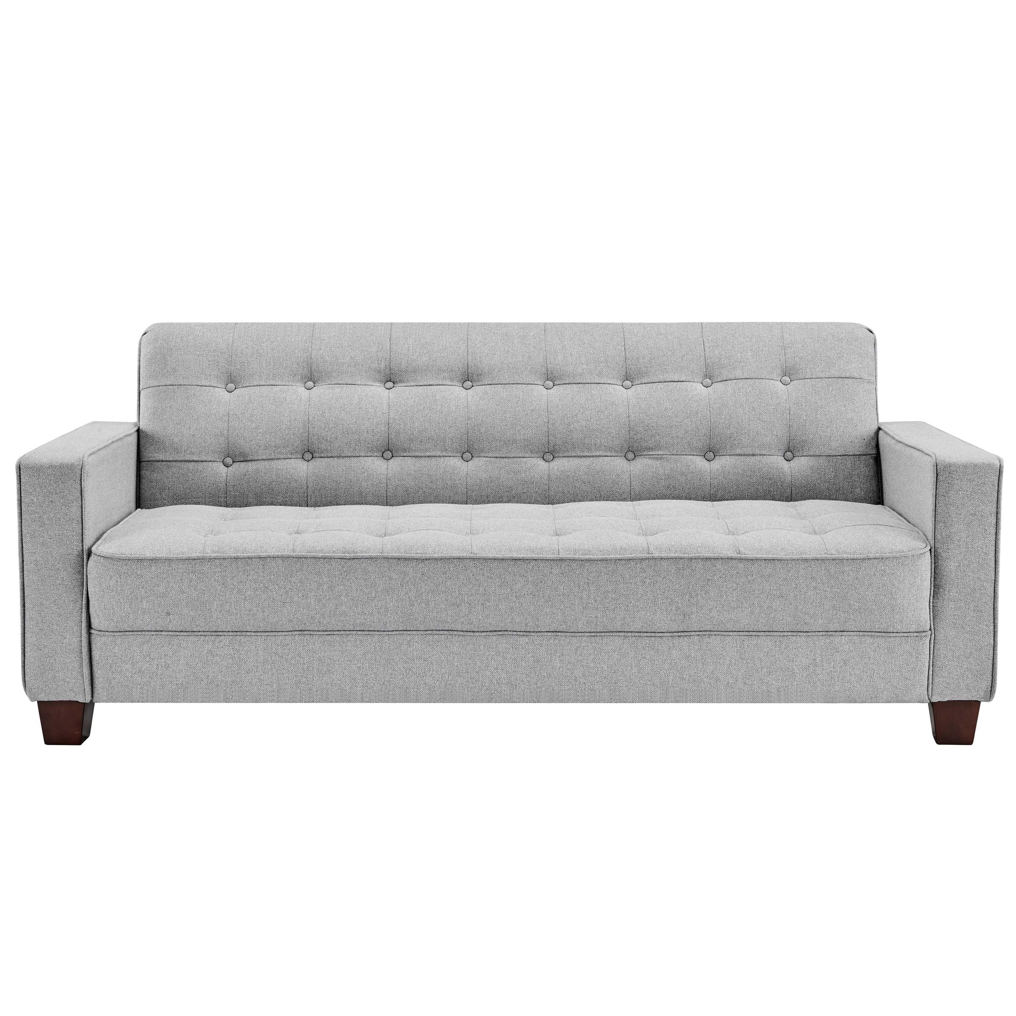 HomeFare Ready To Assemble Upholstered Sofa Light Grey Linen - Walmart.com