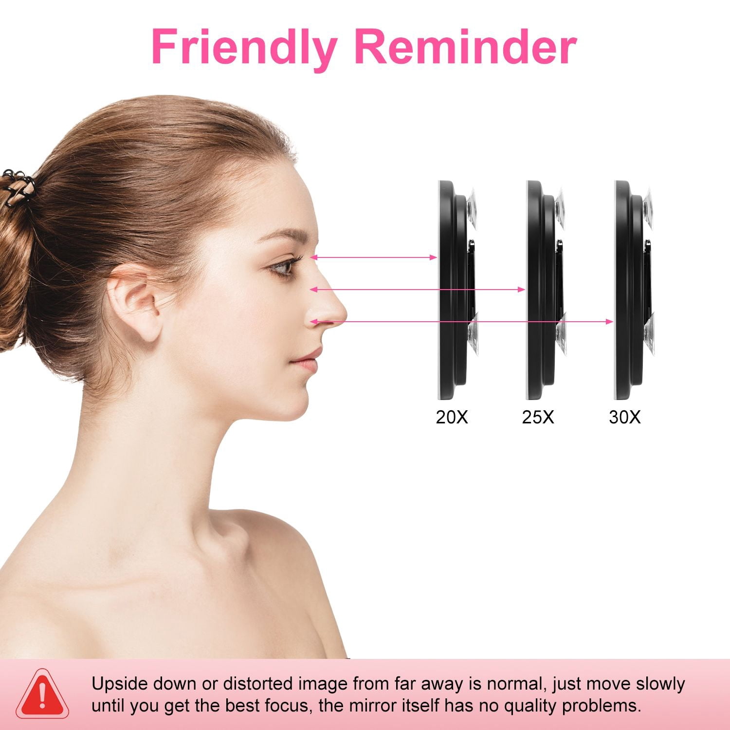 30X Magnifying Mirror With Light 3 Colors Dimmable Brightness Included Tweezer Scissor Travel Magnifying Makeup Mirror with Suction Cup 360° Adjustable Stand